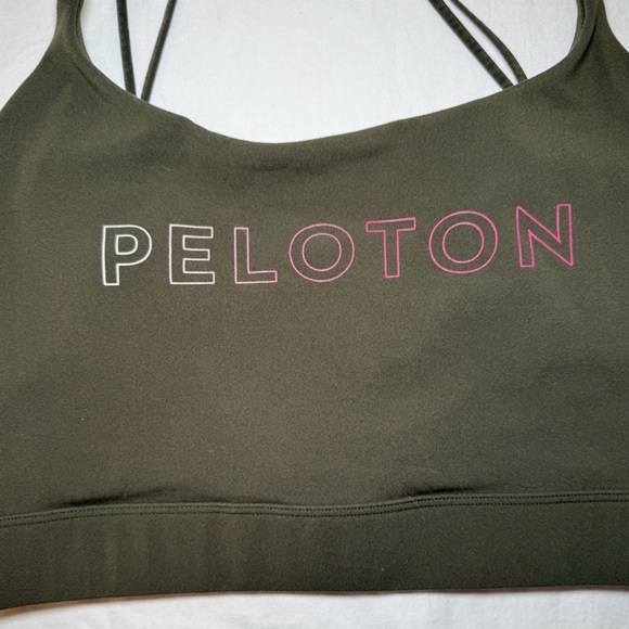Peloton Speed Up Strappy Sports Bra Size XL Olive Green Front Logo - Picture 5 of 8